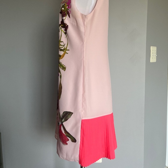 Ted Baker Ramonda Symmetrical Orchid Print Floral Leaves Tunic Dress Barbie Pink - Picture 7 of 15
